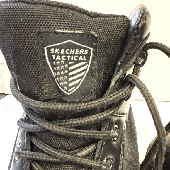 SKECHERS Tactical HydroGuard Hiking Work Boots Black Leather - Picture 7 of 12